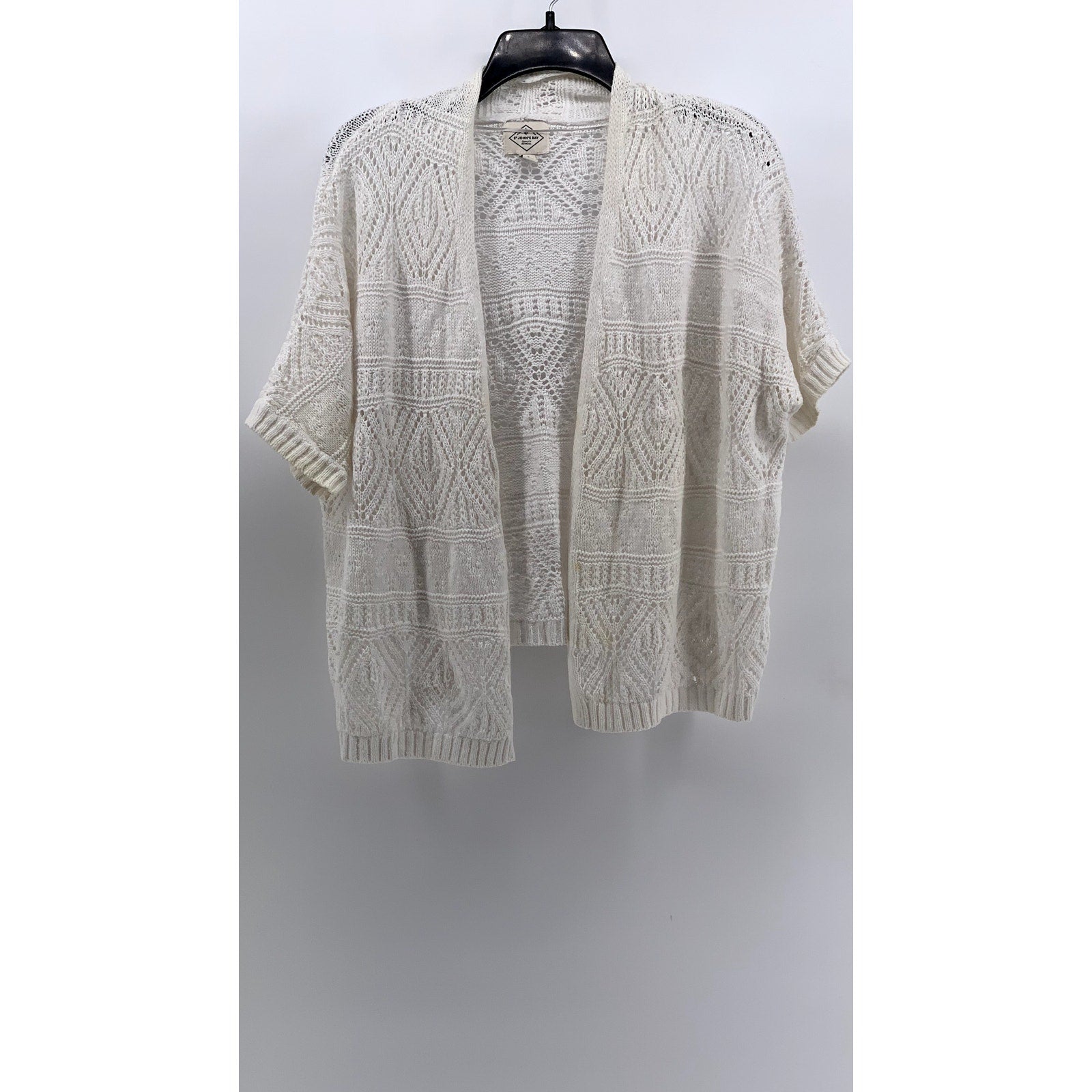 ST. JOHN'S BAY Women's Petite Cream Open-Knit Cardigan SZ P/XL
