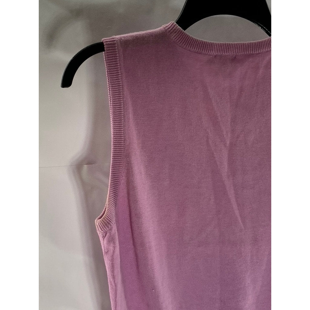 J. CREW Women's Pink Crewneck Knit Sleeveless Sweater Vest SZ M