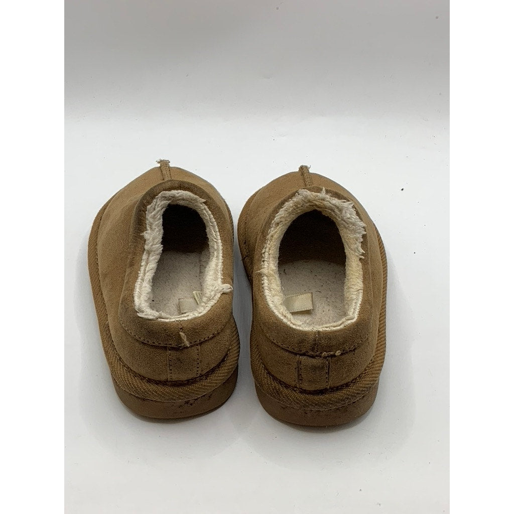 UNBRANDED Toddler Girls Tan Faux-Shearling Faux-Suede Clog Slippers SZ 7