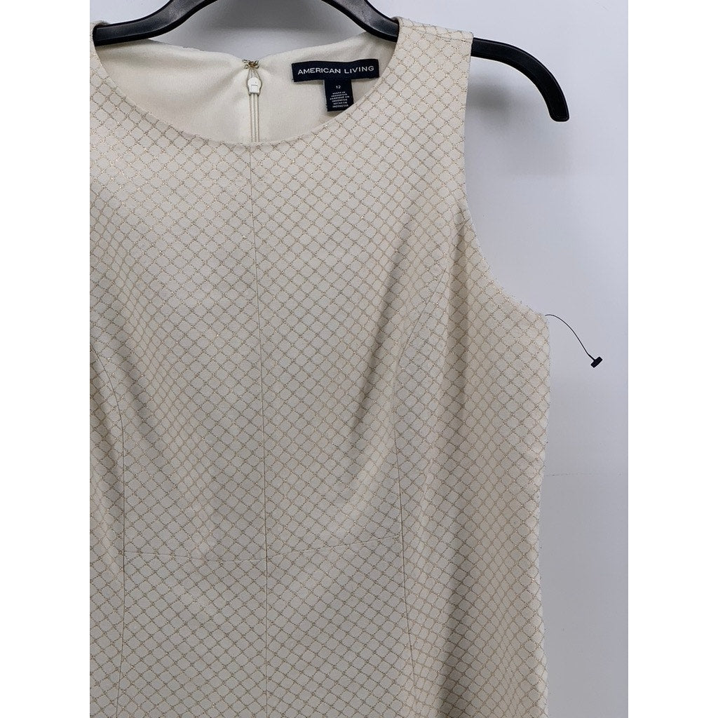 AMERICAN LIVING Women's Cream Printed Sleeveless Sheath Dress SZ 12