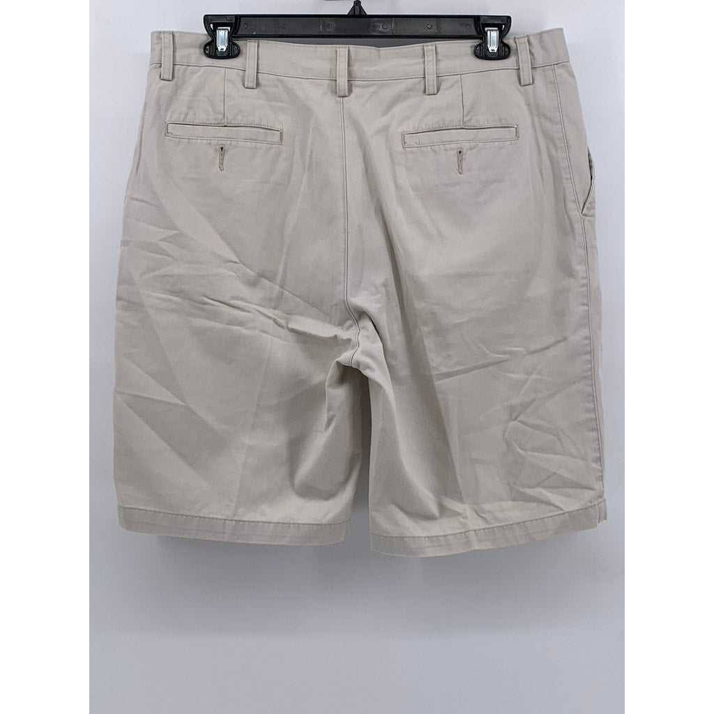ST. JOHN'S BAY Men's Classic Cotton Beige Solid Dad Shorts SZ 38