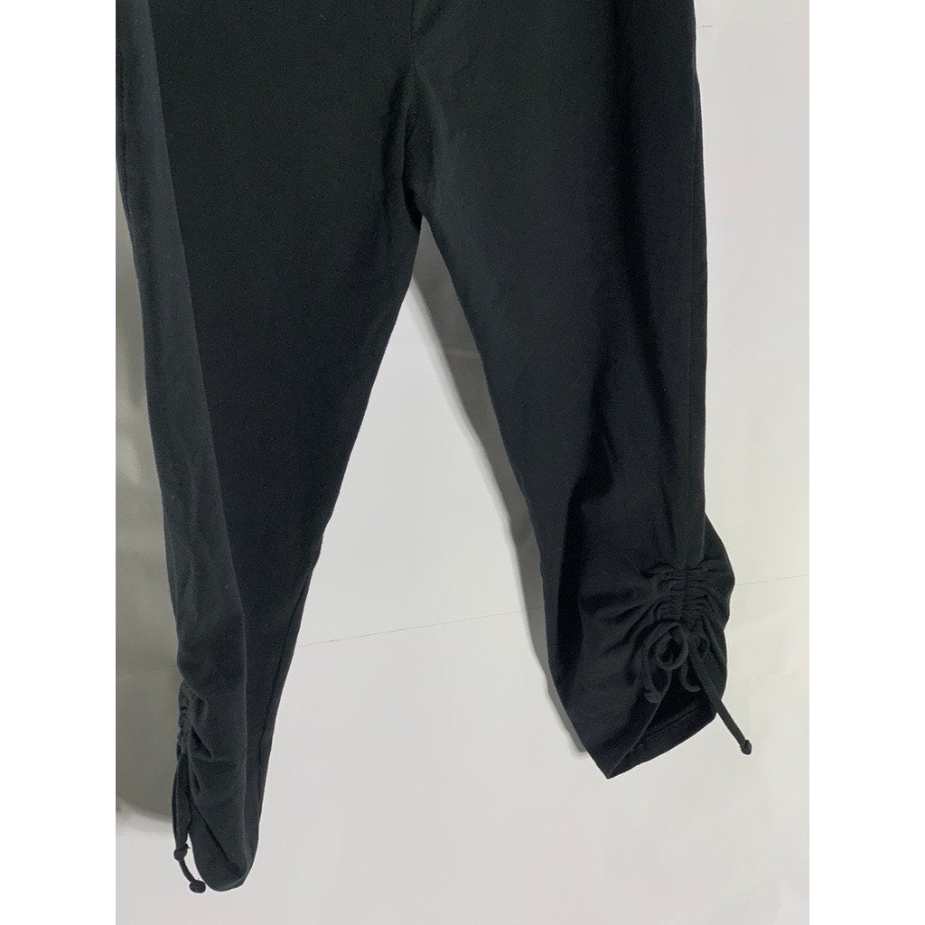 MNY Marc New York Women's Black Solid Pull-On Cinched-Hem Capri Pant SZ L