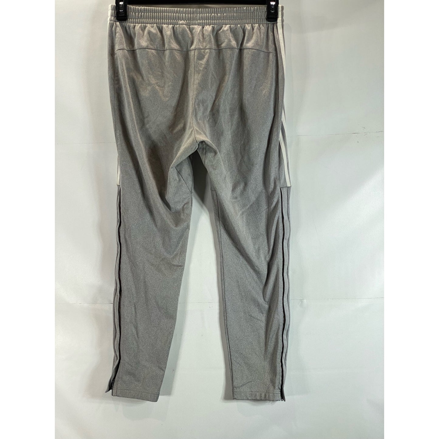 ADIDAS Men's Gray/White Tiro 3-Stripe Zipper-Hem Pull-on Track Pants SZ L