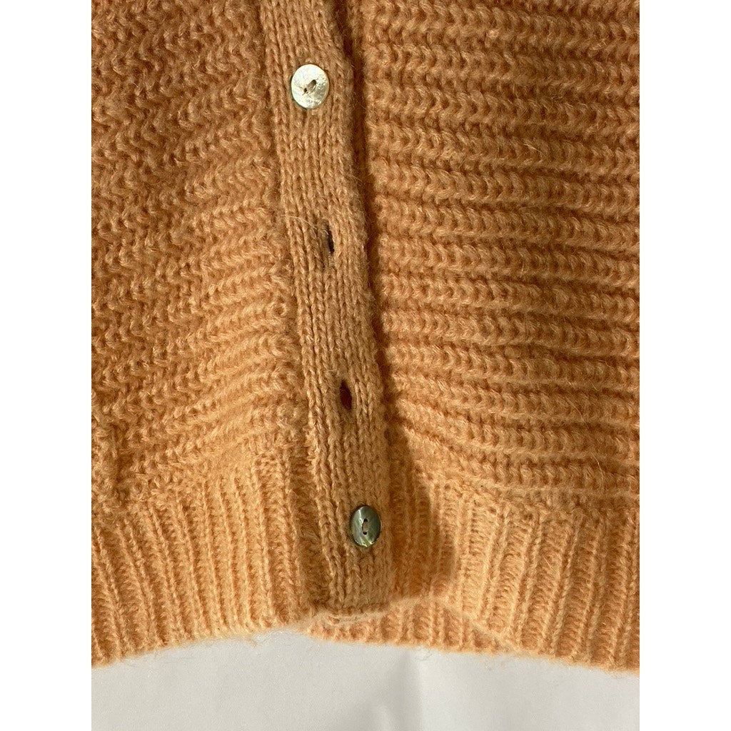 MORLEY Girls' Peach Knit V-Neck Relaxed Fit Button-Up Cardigan SZ 10