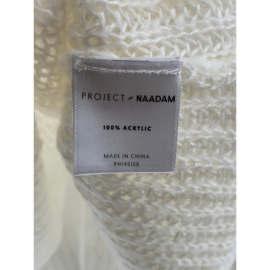 PROJECT NAADAM Women's Off-White Knit Scoop-Neck Long Sleeve Bow Sweater SZ L