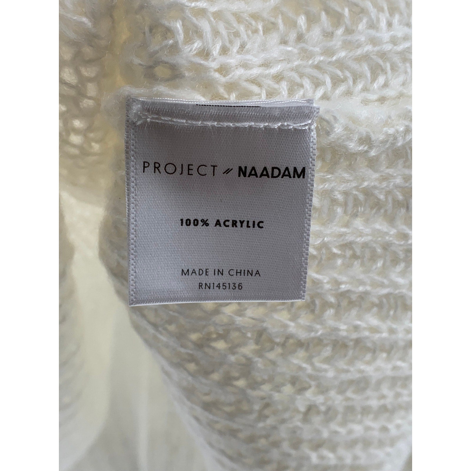 PROJECT NAADAM Women's Off-White Knit Scoop-Neck Long Sleeve Bow Sweater SZ L