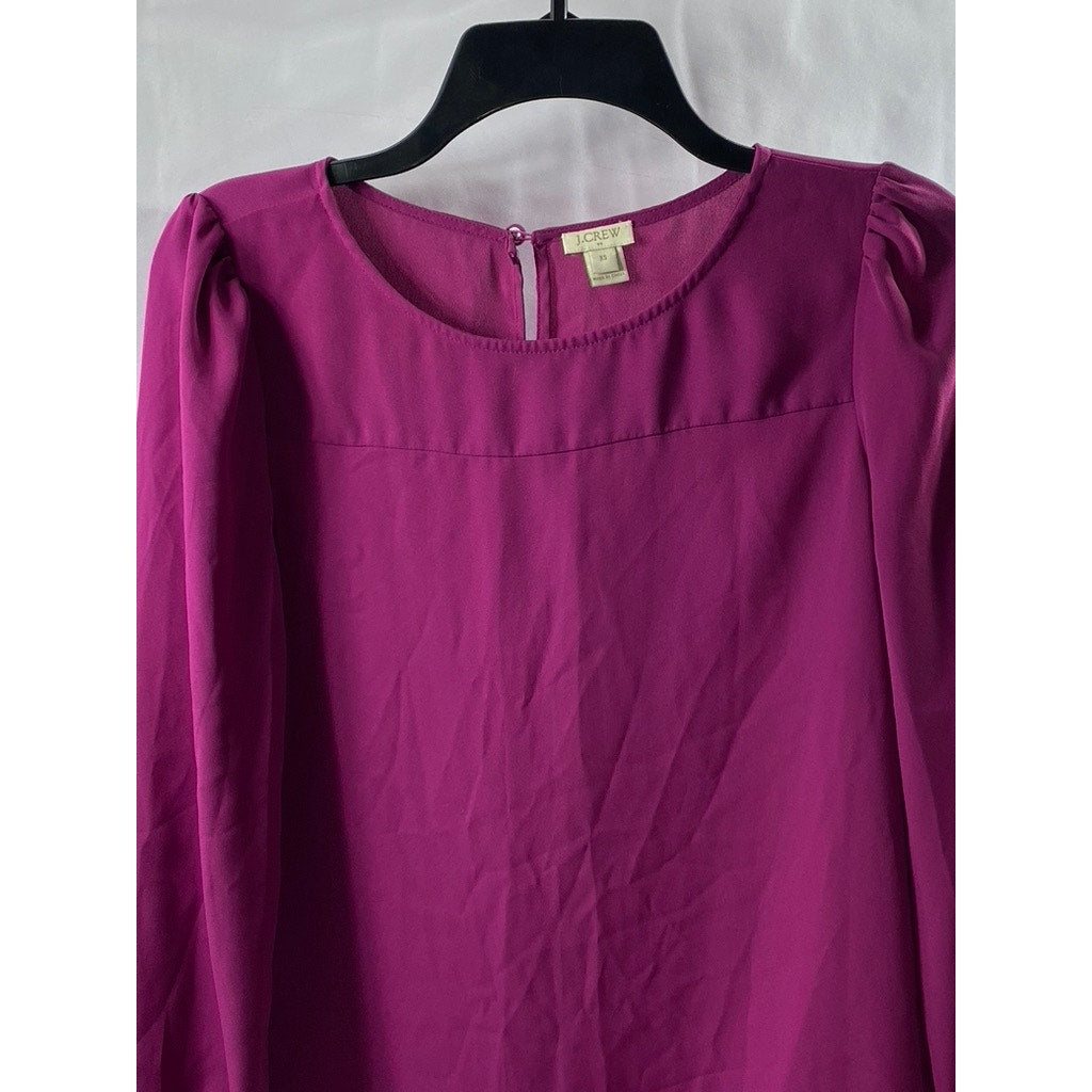 J.CREW Women's Magenta Scoop-Neck Long Sleeve Top SZ XS