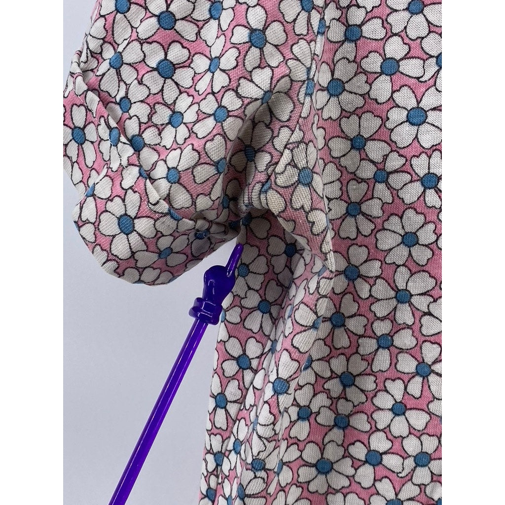 KORET OF CALIFORNIA Women's Vintage Pink Ditsy Floral Short Sleeve Polo Top SZ M