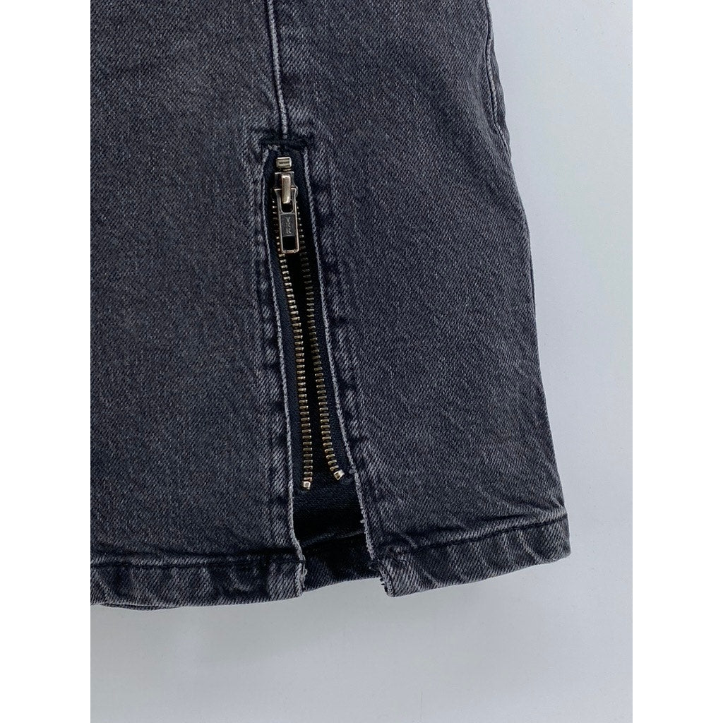 WE THE FREE Women's Washed Black Denim A-Line Zipper-Hem Mini Skirt SZ 4