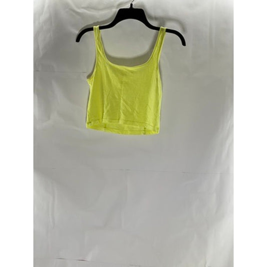 AERIE Women's Neon Yellow Straight-Neck Casual Tank Crop Top SZ XS