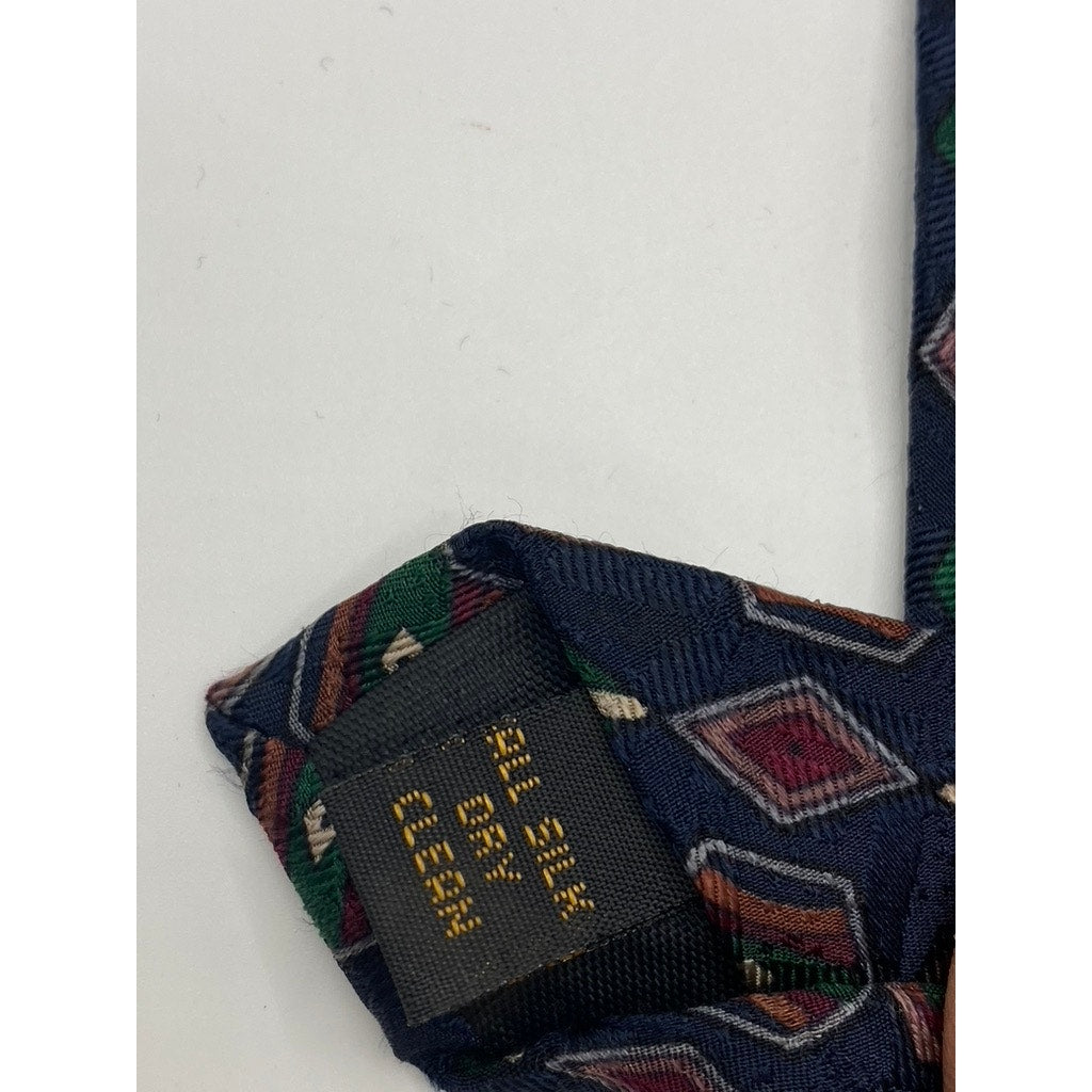 BILL BLASS Men's Vintage Navy Blue Printed Silk Tie SZ OS