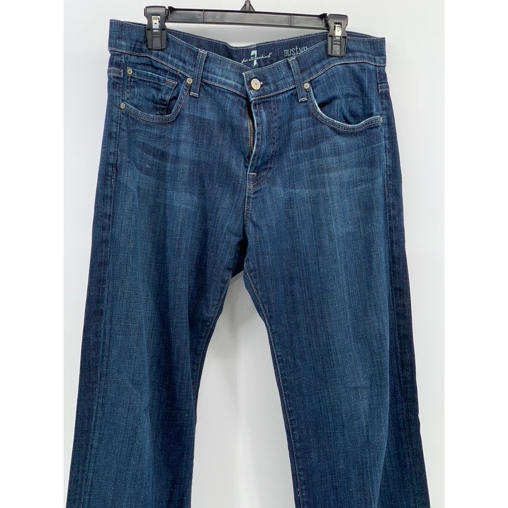 7 FOR ALL MANKIND Men's Blue Denim Austyn Straight Jeans SZ 34