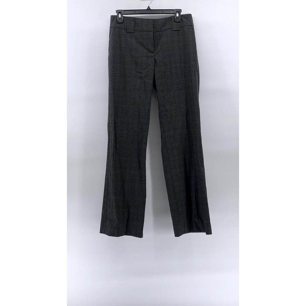 NEW YORK & COMPANY Women's Charcoal Gray Stretch Plaid Flare-Leg Pants SZ 4