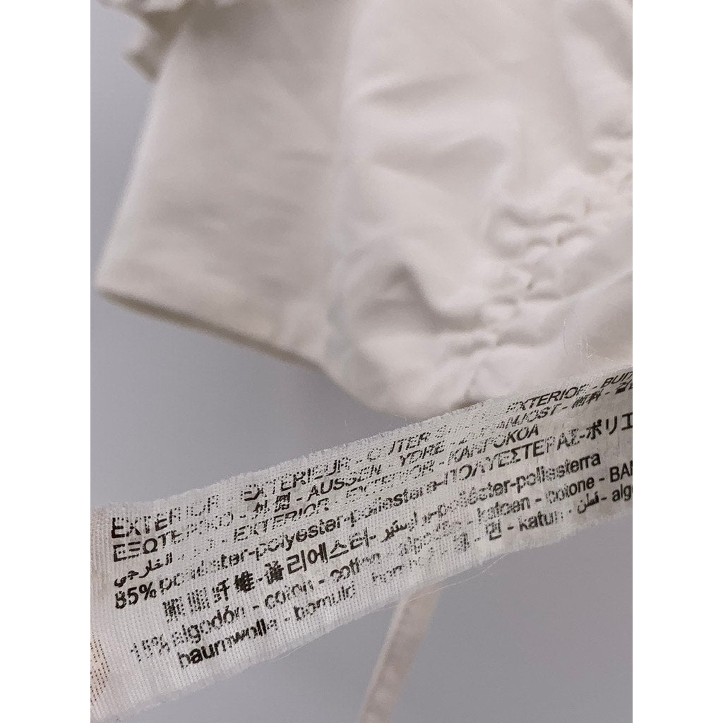 ZARA Women’s White Pleated Ruffle Sleeve Cinched Bust Cropped Top SZ S