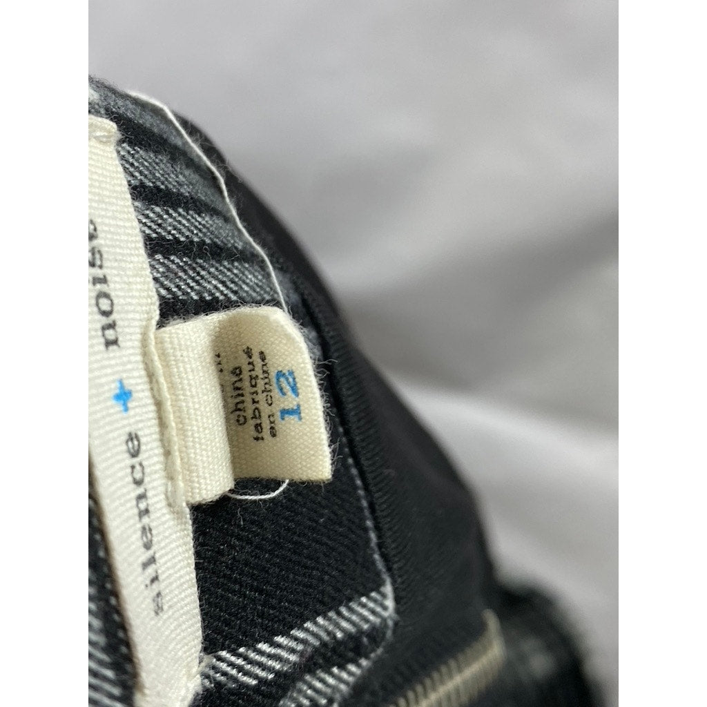 SILENCE & NOISE Women's Black-White Plaid Zipper-Pocket Mini Skirt SZ 12