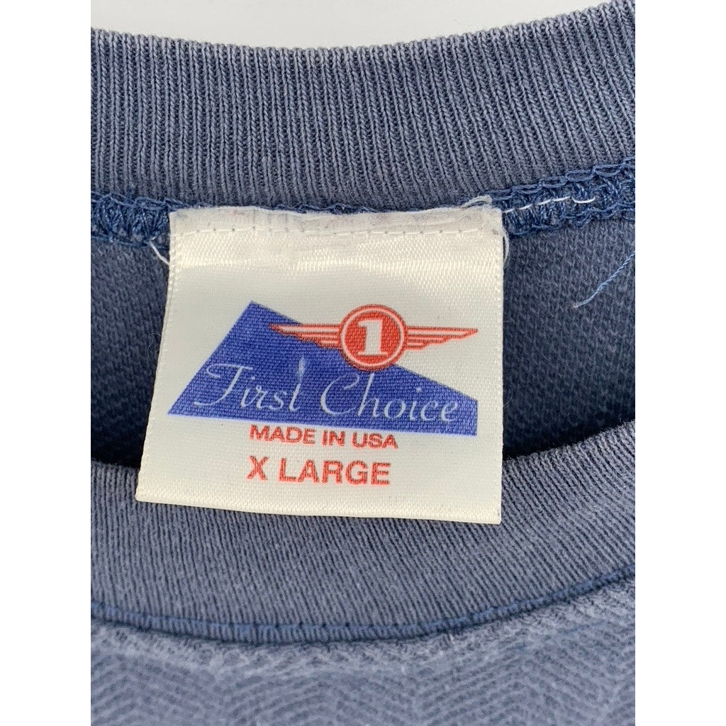 FIRST CHOICE Men's Blue Vintage Textured Embroidered Multi-Print Logo Shirt SZXL