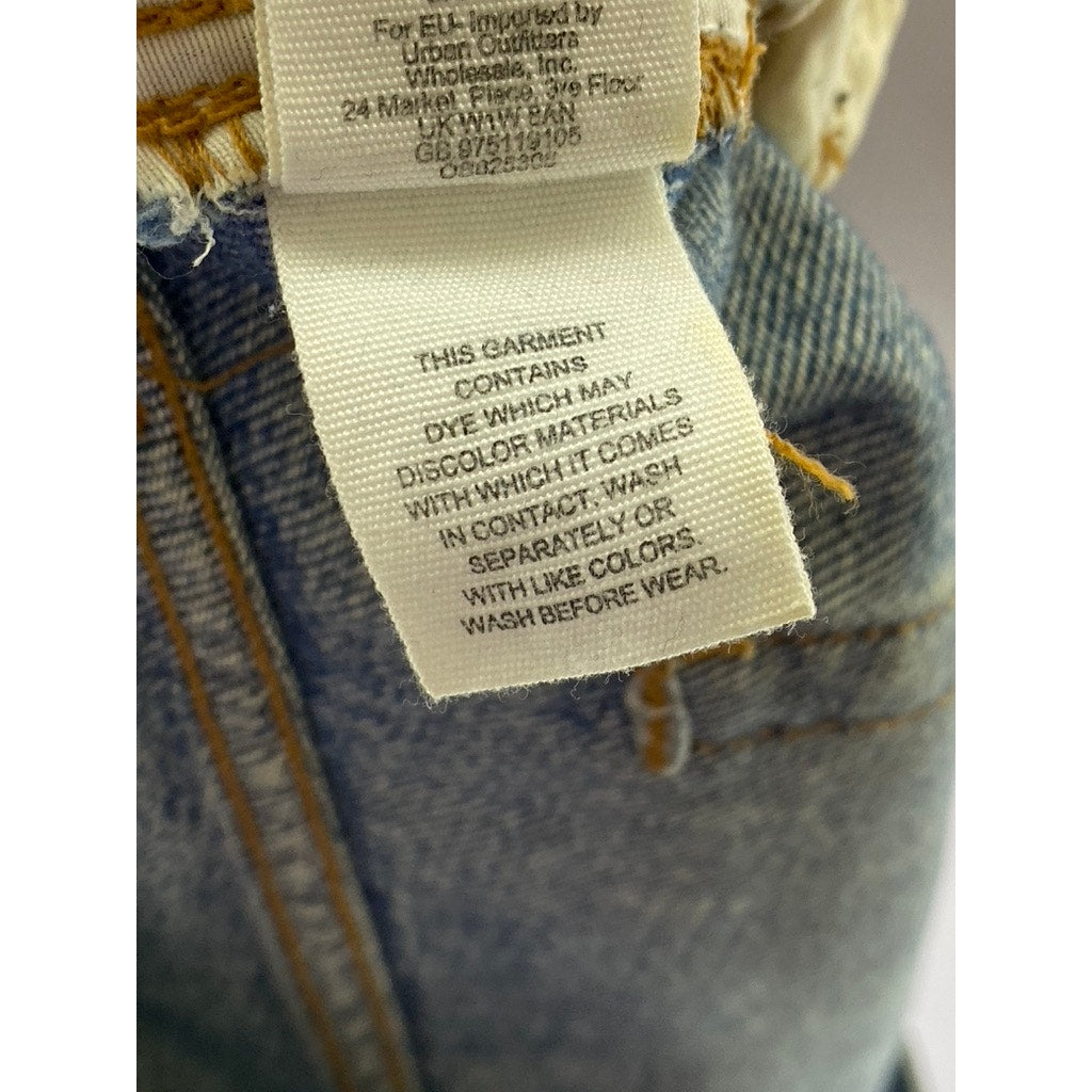 WE THE FREE Women's Blue Denim Distressed Raw-Hem Button-Fly Mini Skirt SZ 28