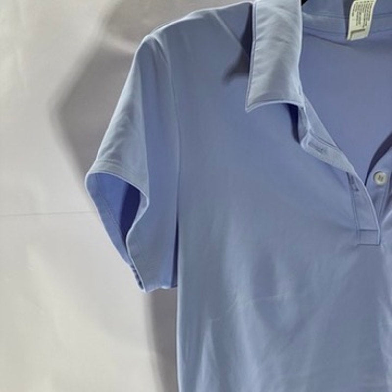 90 DEGREE By REFLEX Women's Light Blue Short Sleeve Cropped Tennis Polo Top SZ L
