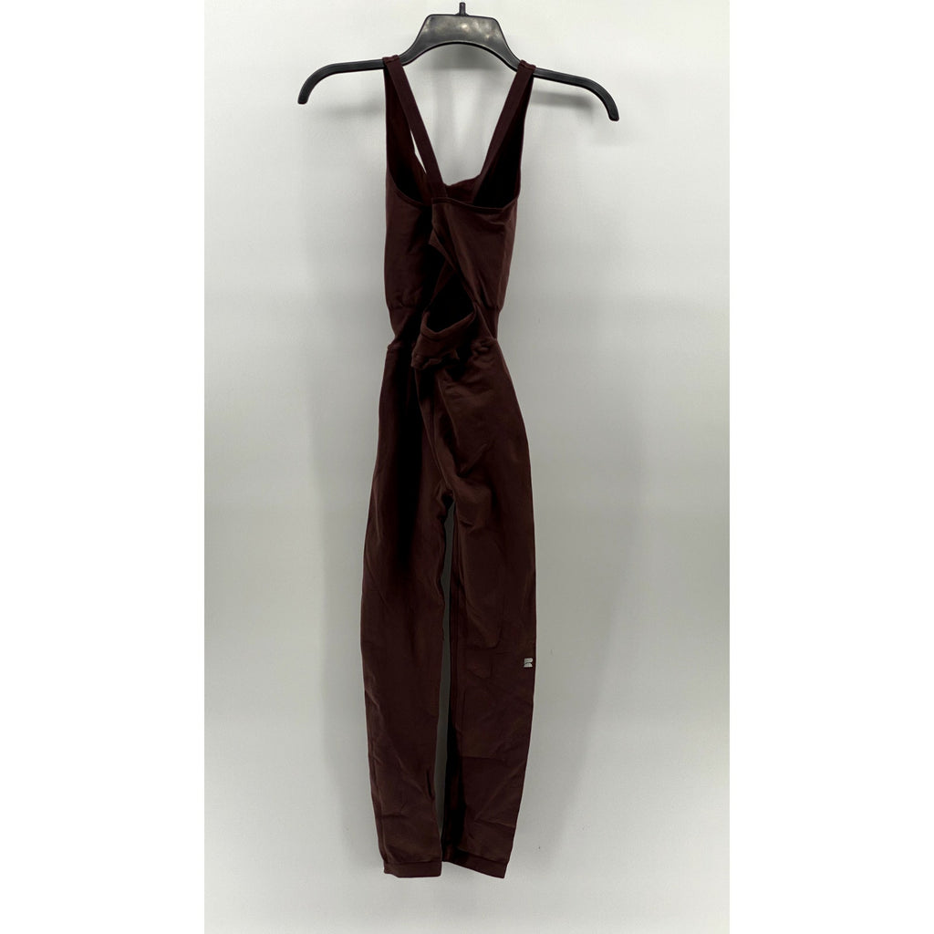 REFORMER Women's Brown Fitted Scoop-Neck Pilates Cutout-Back Jumpsuit SZ XS