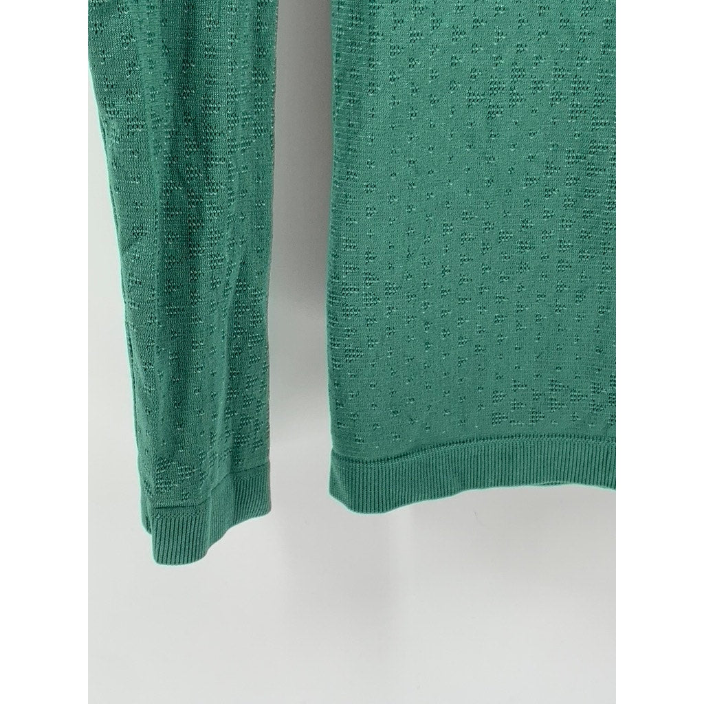 GYMSHARK Men's Green Sport Seamless Slim Fit Crewneck Long Sleeve T-Shirt SZ S