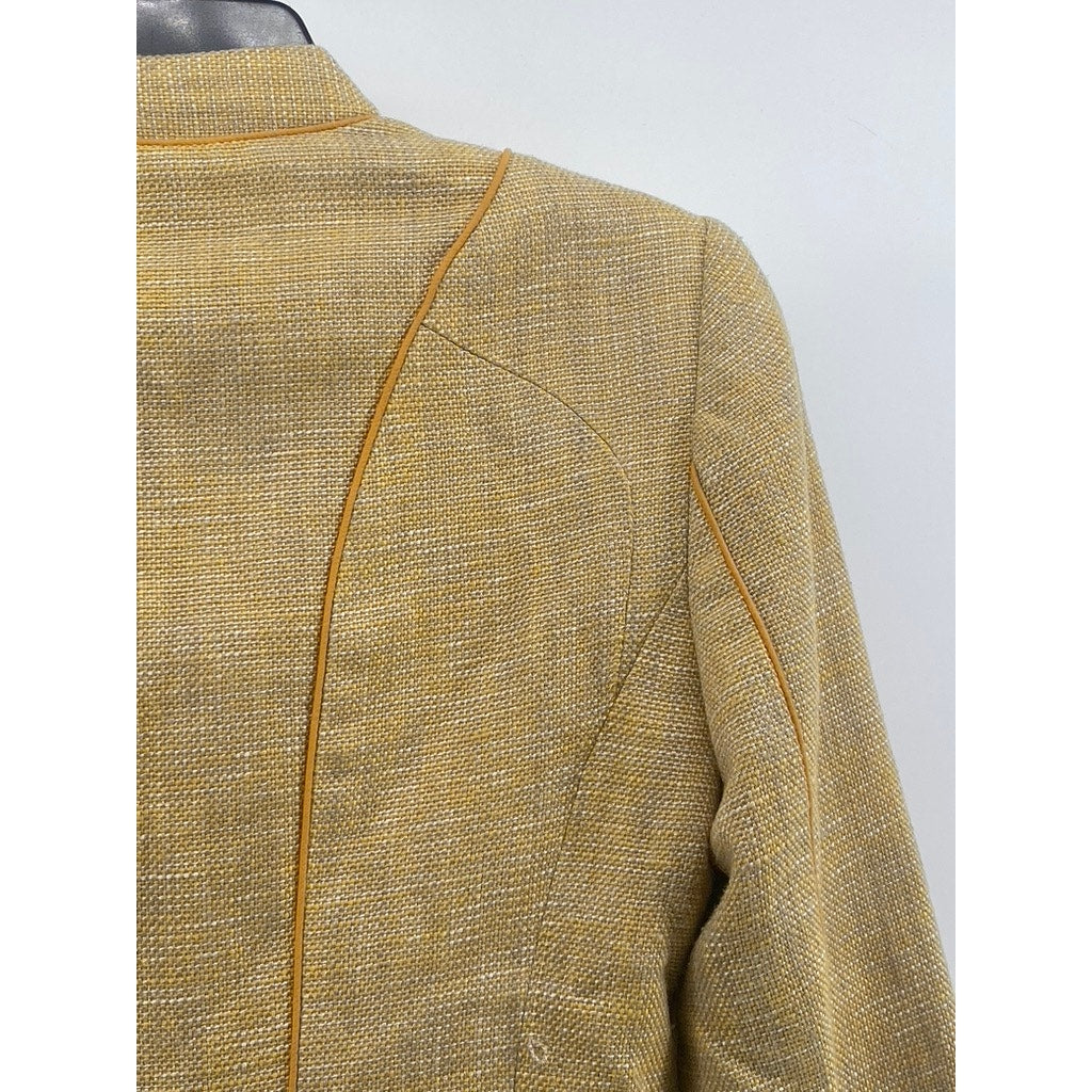 THE LIMITED Women's Yellow Textured Zip-Up Blazer SZ S