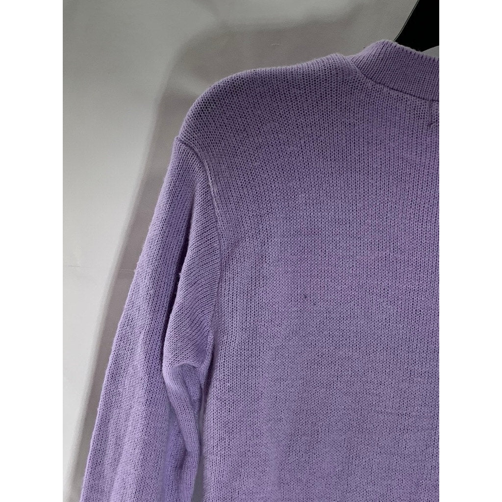 BOOHOO Women's Purple Knit Crewneck Girl Gang Logo Pullover Sweater SZ S/M