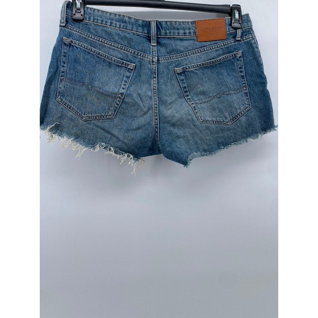 LUCKY BRAND Women's Light Blue Denim The Cut-Off Mid-Rise Shorts SZ 12/31