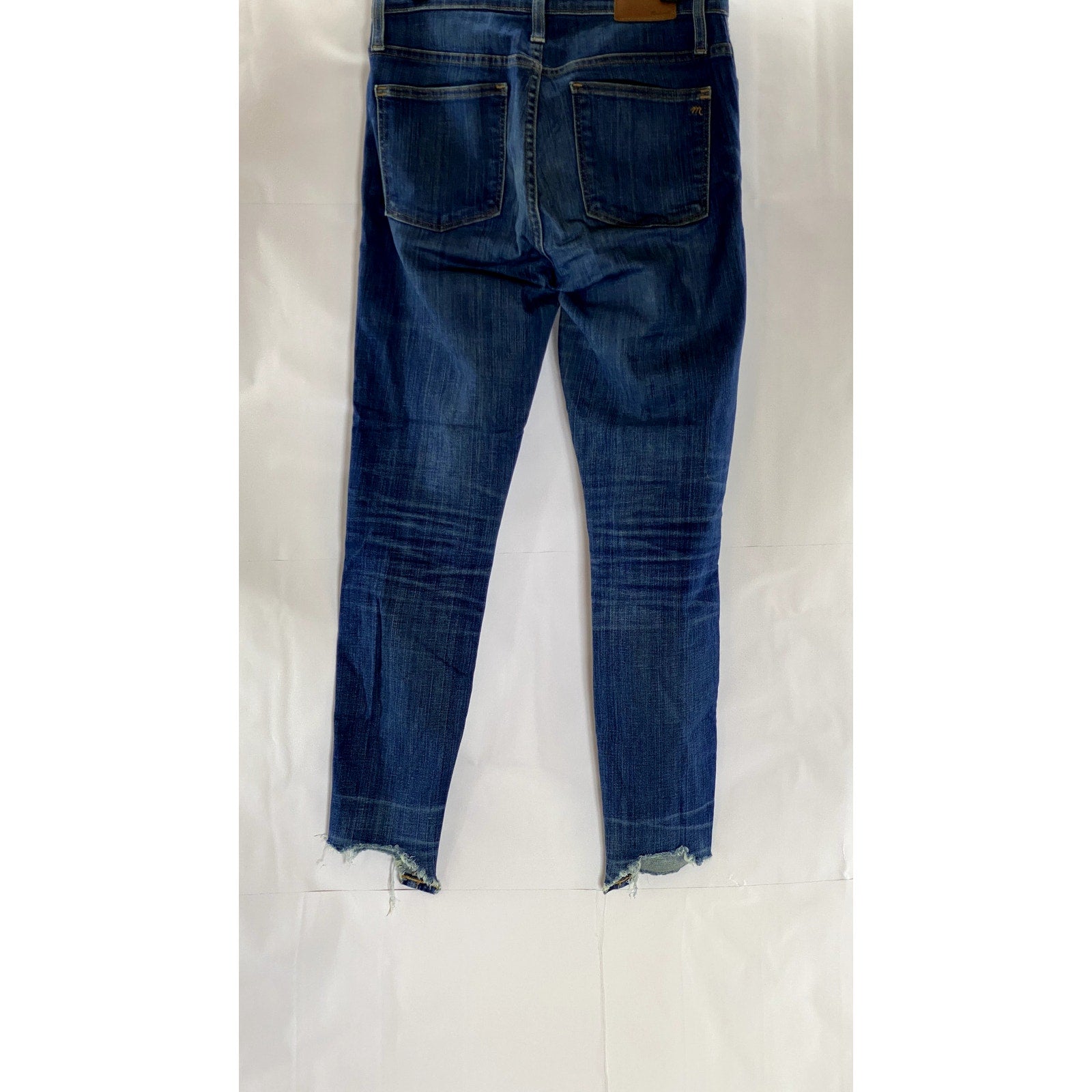 MADEWELL Women's Blue High Riser 10" Skinny Skinny Distressed Hem Jean SZ 28