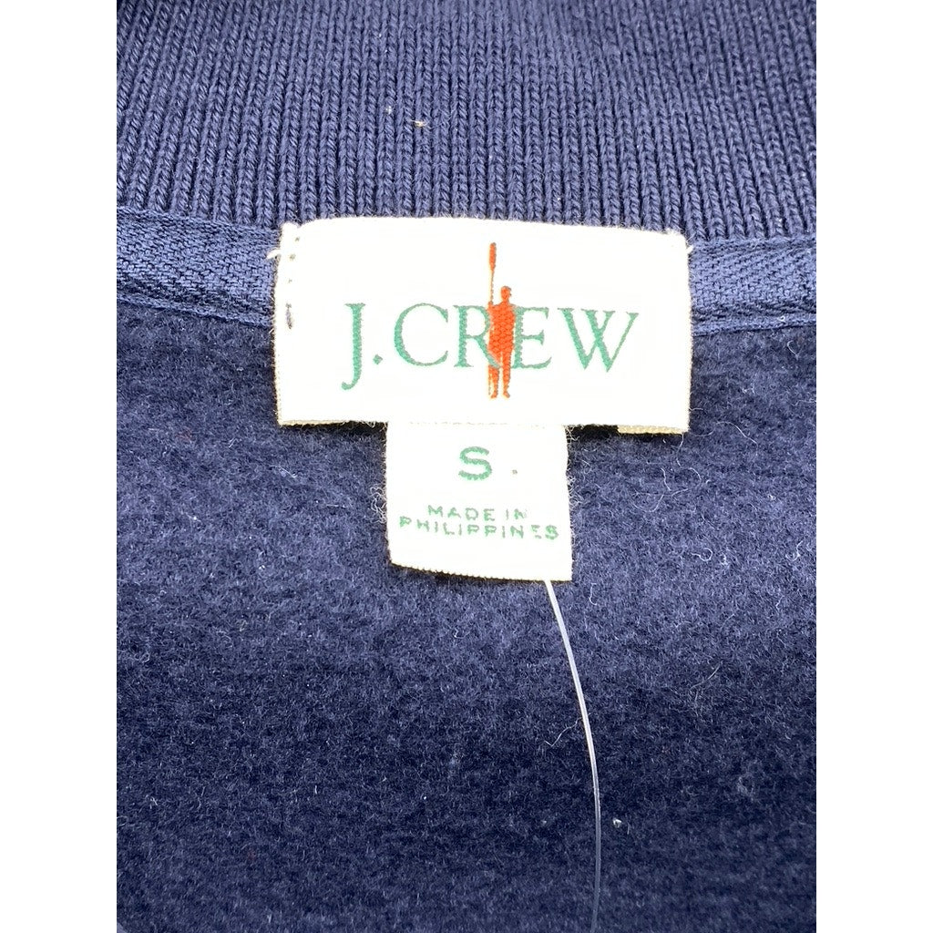 J.CREW Men's Navy Blue Pique Fleece Collared Pullover Long Sleeve Sweatshirt SZS