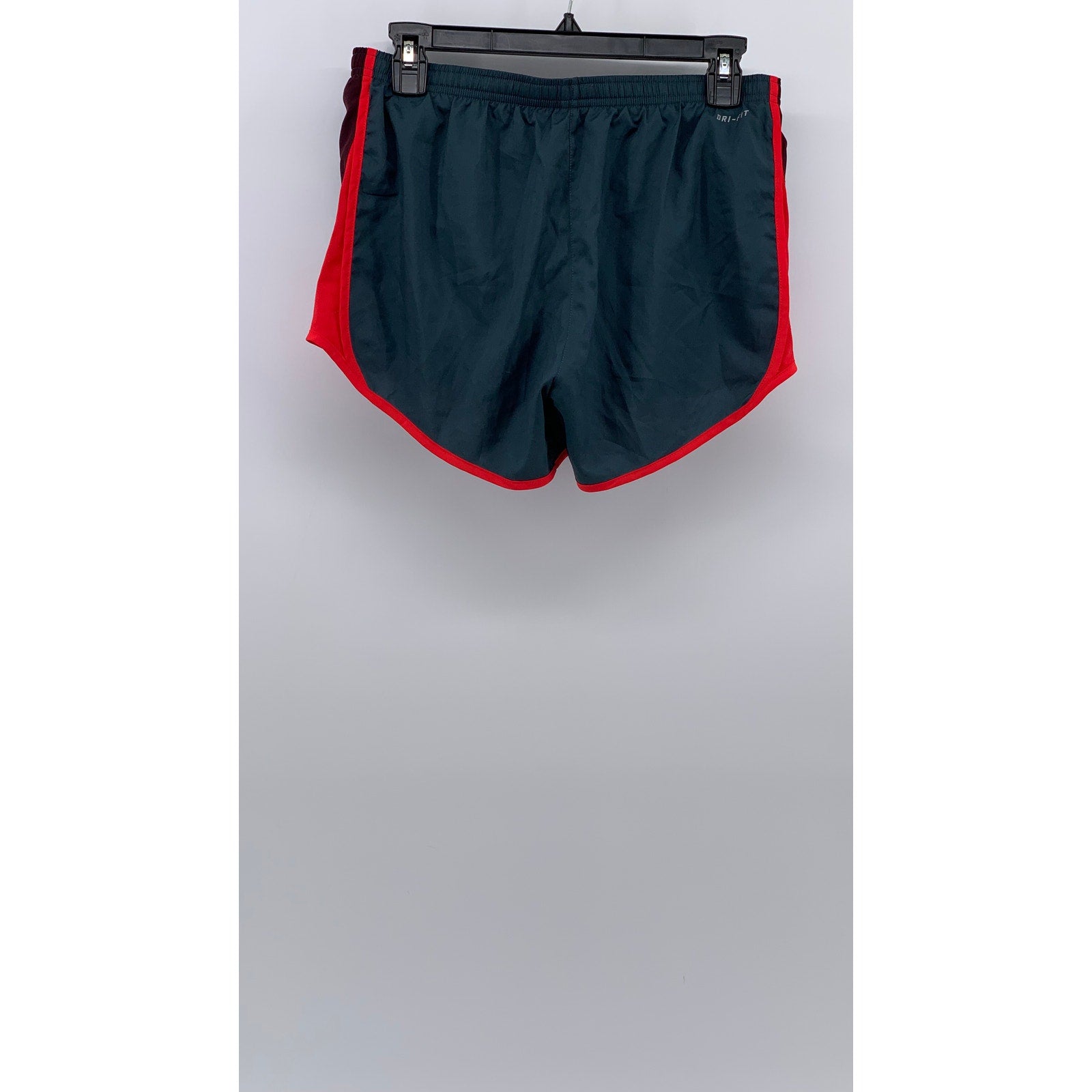NIKE Women's Gray-Red Mesh Lined Pull-On Dri-Fit Drawstring Active Shorts SZ S