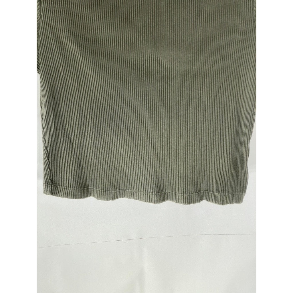 UNIQLO Women's Dark Gray Ribbed Crewneck Short Sleeve Cropped Top SZ L