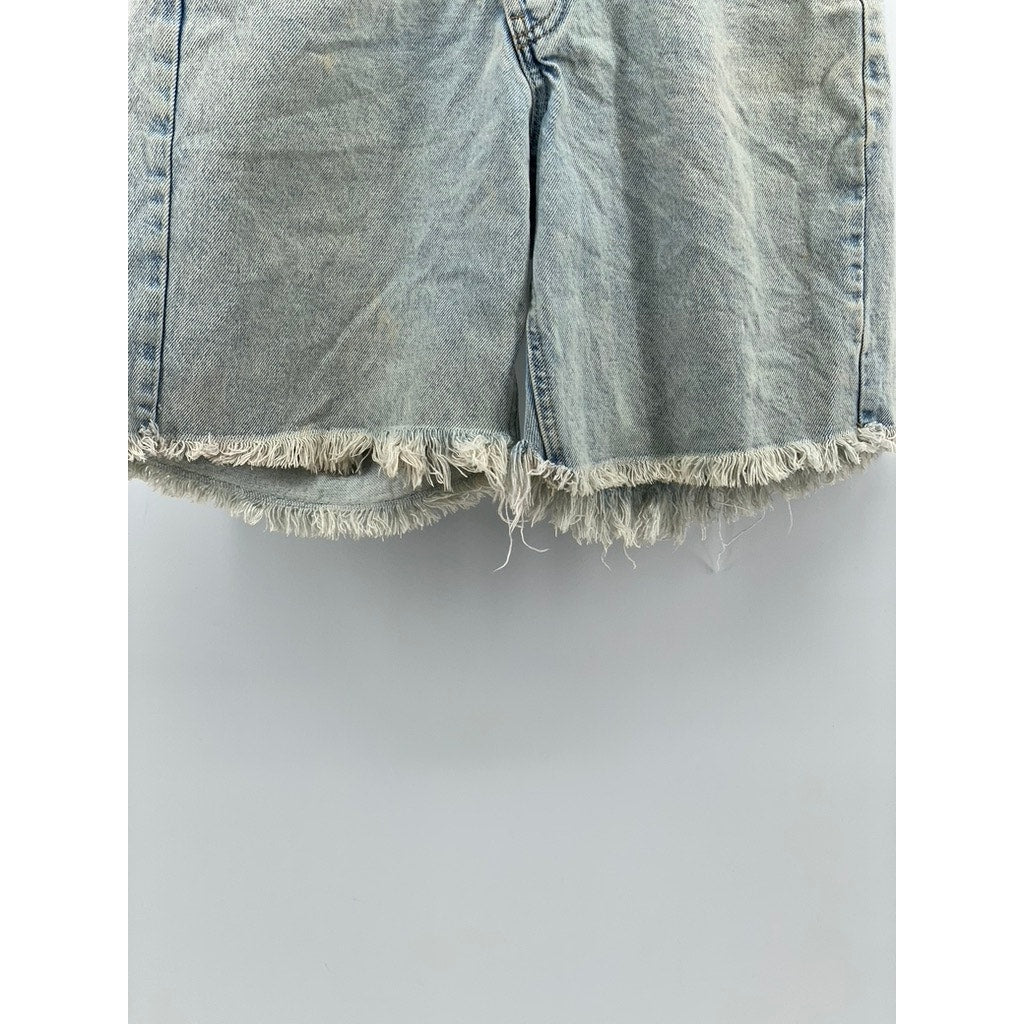 WILD FABLE Women's Light Blue Frayed Asymmetrical Waist High-Rise Shorts SZ 00