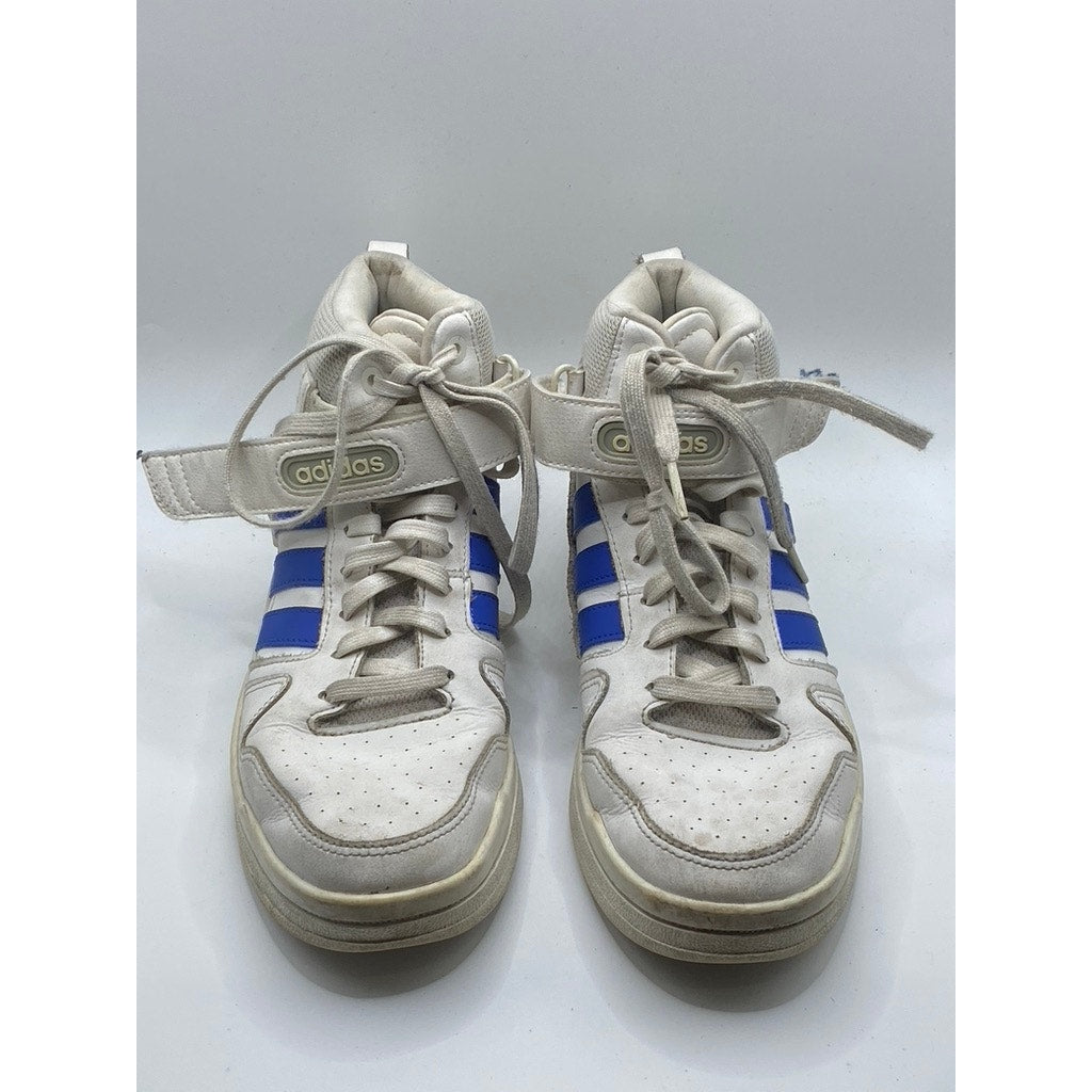 ADIDAS Men's White-Blue Postmove Mid Lace-Up Round-Toe Sneakers SZ 8