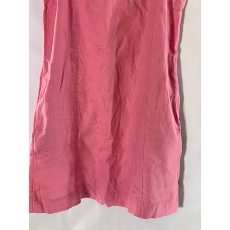 MADEWELL Women's Retro Pink Linen Goldie Straight-Neck Adjustable Mini Dress SZ4