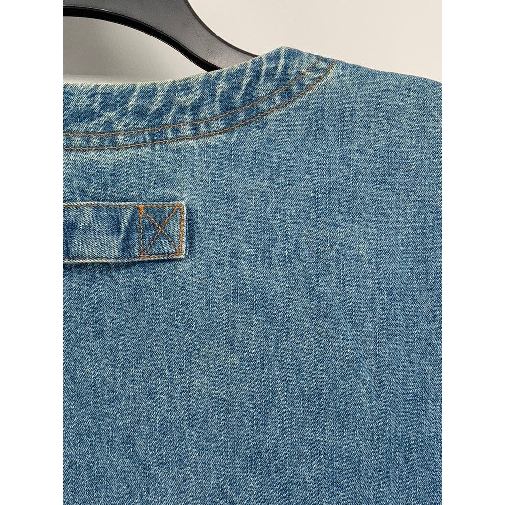 CABIN CREEK Women's Vintage Blue Denim Button-Up Sleeveless Cotton Top SZ XL
