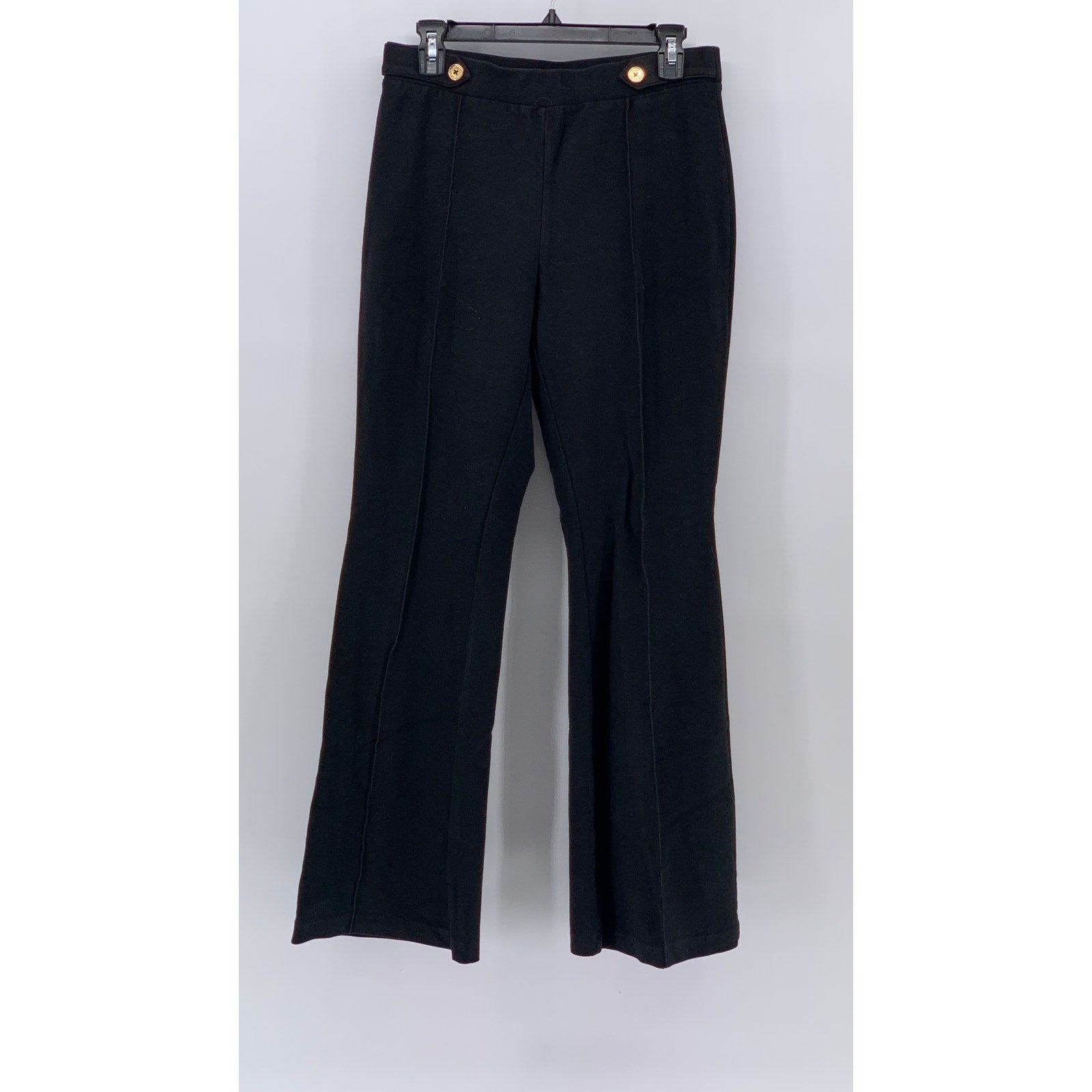 MICHAEL MICHAEL KORS Women's Black Striped Wide-Leg Pull-On Pants SZ M