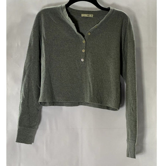 ARITZIA WILFRED FREE Women's Gray Ribbed Long Sleeve Henley Top SZ S