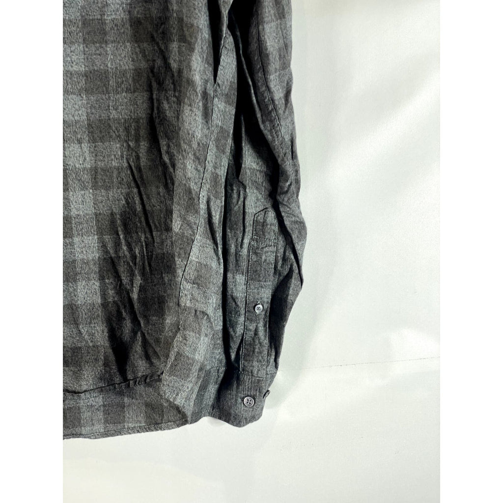 ABERCROMBIE & FITCH Men's Charcoal/Black Plaid Button-Up Muscle Shirt SZ XL