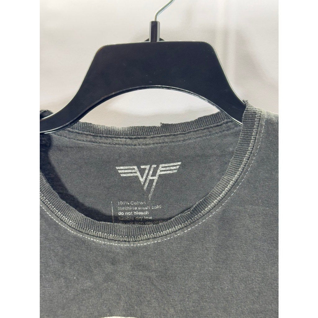 VAN HALEN Women's Gray Cosmic Logo Graphic Crewneck Short Sleeve T-Shirt SZ S