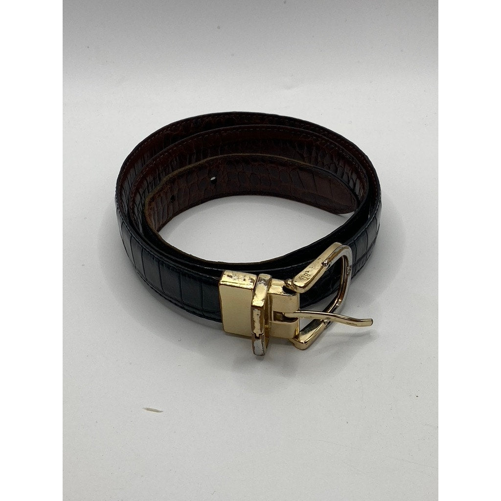 LAUREN RALPH LAUREN Women’s Black-Brown Animal Print Reversible Belt SZ OS