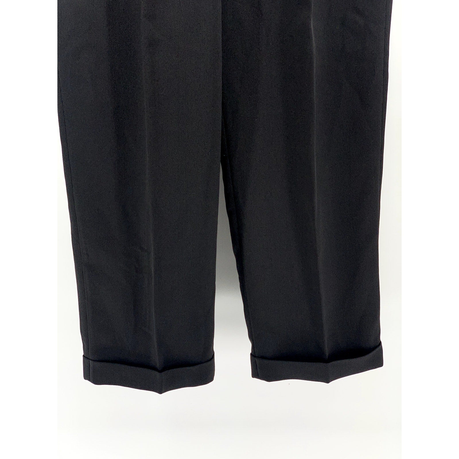 UNBRANDED Men's Black Solid Pleated Straight-Leg Cuffed Dress Pants SZ 33-34R