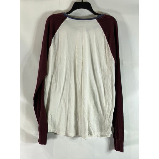 GOODFELLOW & CO Men's White/Burgundy Standard-Fit Baseball T-Shirt SZ 2XL