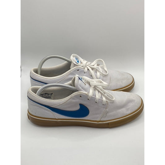 NIKE Men’s White-Blue Portmore 2 Solar Canvas SB Low-Top Lace-Up Sneakers SZ 8