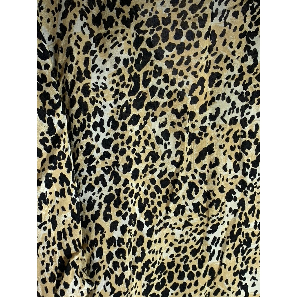 CHELSEA GIRL Women's Tan/Black Animal Print Button-Up Long Sleeve Top SZ 12