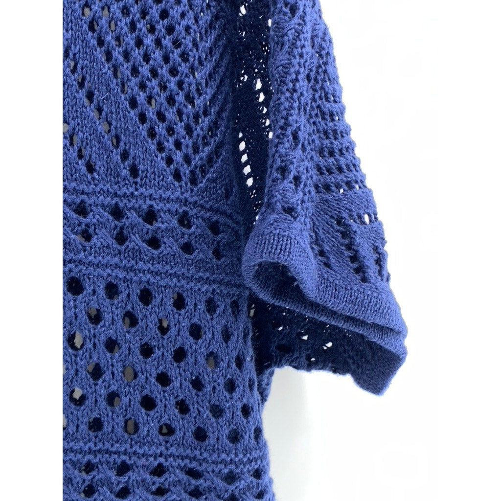 UNBRANDED Women's Navy Open Knit Open Front Cardigan SZ OS