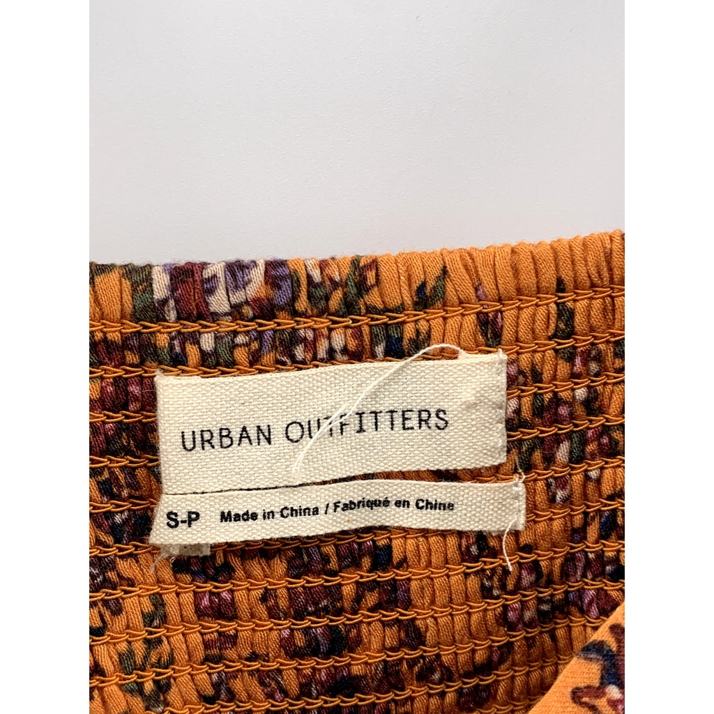 URBAN OUTFITTERS Women's Orange Floral Printed Bell Long Sleeve Top SZ S