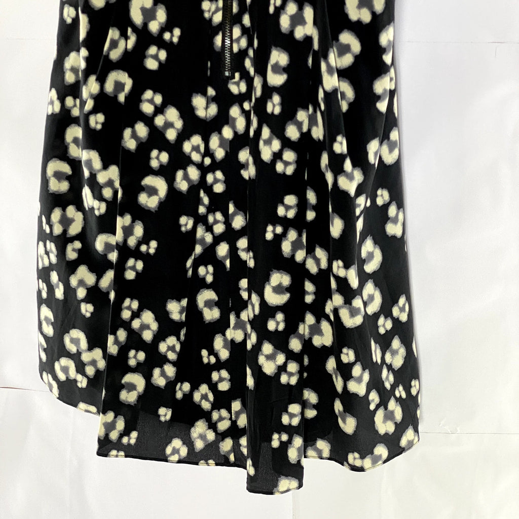 REBECCA TAYLOR Women's Black Animal Cheetah Printed Silk Fit & Flare Dress SZ 6