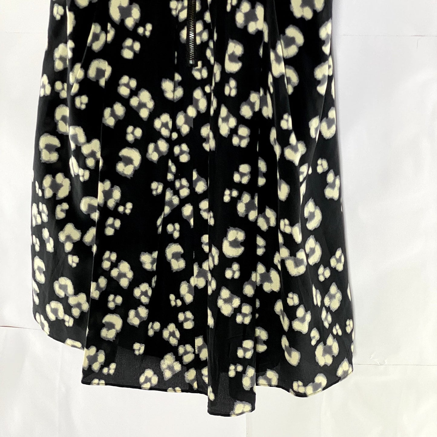 REBECCA TAYLOR Women's Black Animal Cheetah Printed Silk Fit & Flare Dress SZ 6