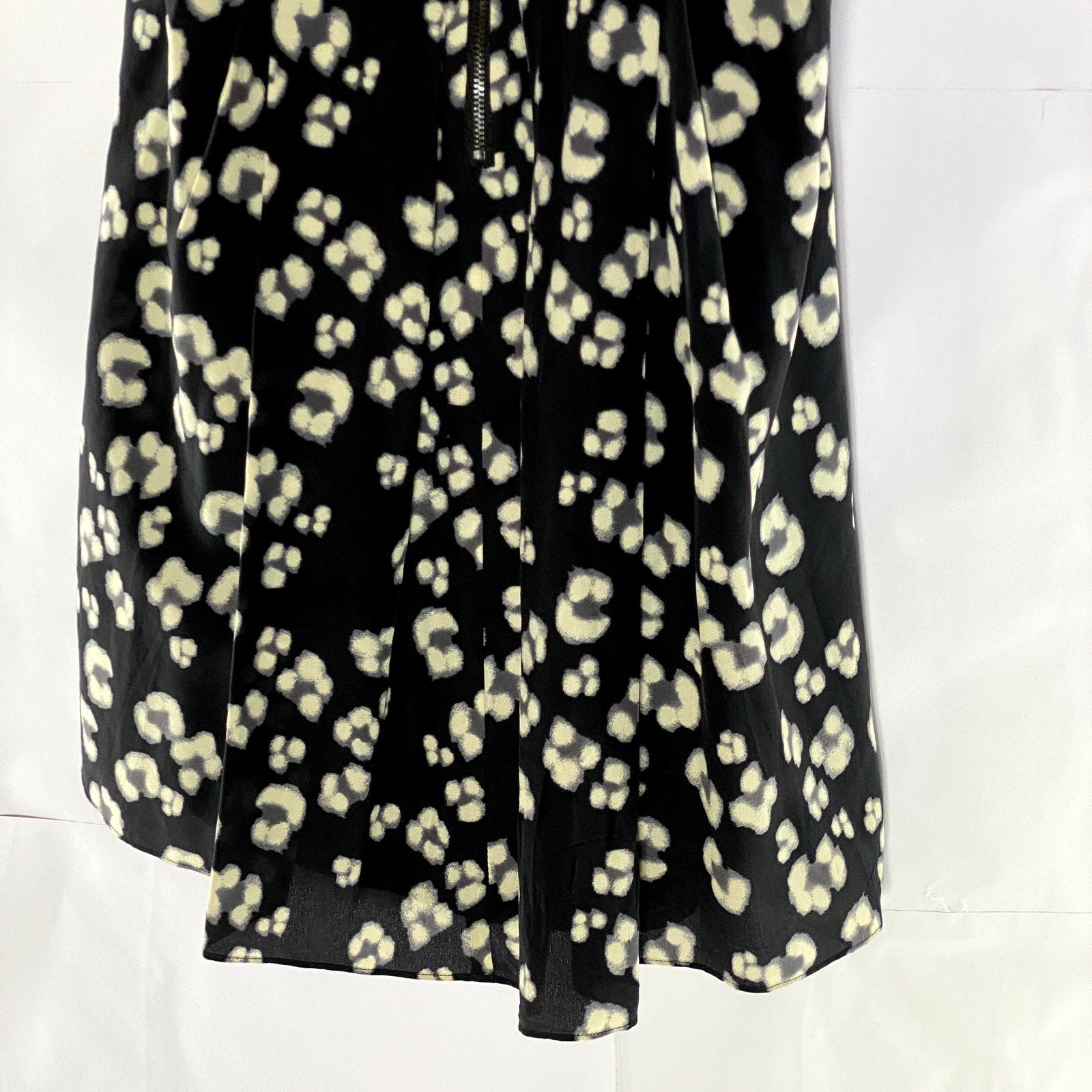 REBECCA TAYLOR Women's Black Animal Cheetah Printed Silk Fit & Flare Dress SZ 6