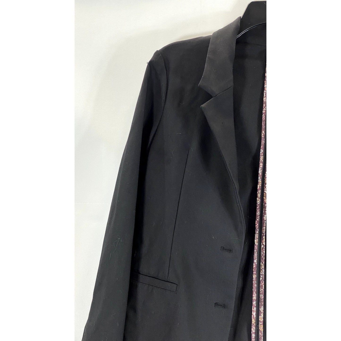 PEAU DE LOUP Women's Black Solid Cotton-Blend Two-Button Blazer SZ 44